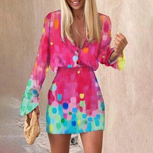 Asuja Long Sleeve Mini Skirt Two Piece Set